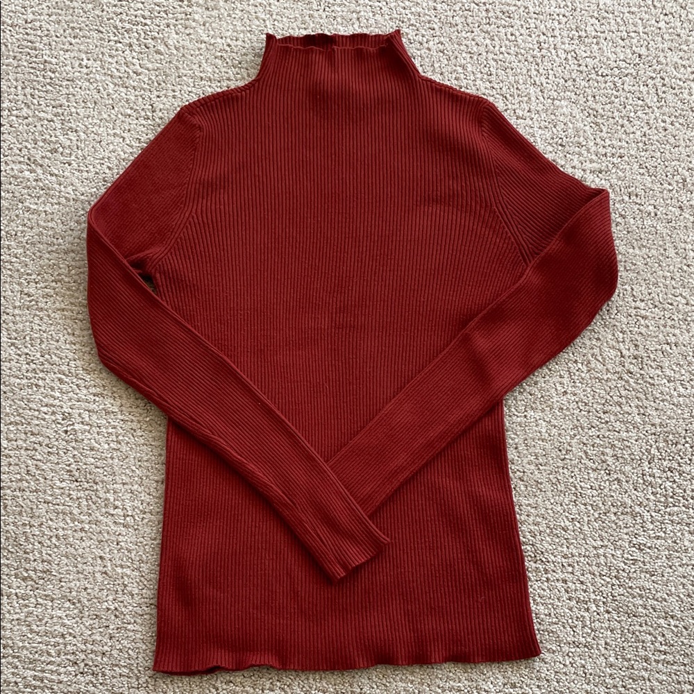 Nine West Copper Ribbed Turtleneck Sweater